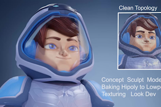 model 3d stylized character in blender for film or game