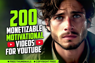 create 200 monetizable motivational videos for youtube channel