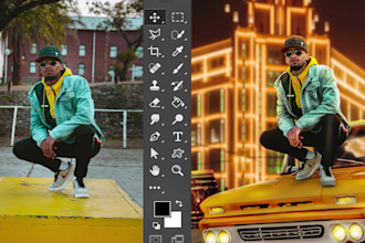 do photoshop editing, photo manipulation and picture composition with retouching