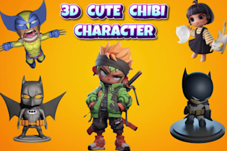 create 2d, 3d funko pop, chibi models, vtuber, action figure, toys, for 3d print