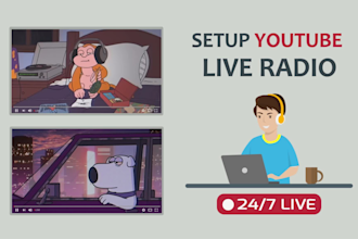setup 24 7 youtube live radio or any podcast