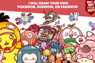 draw your own kawaii pokemon, digimon, or fakemon characters