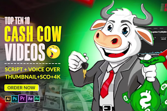 create top 10 cash cow faceless videos and cash cow youtube automation channel