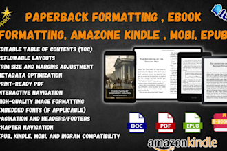 do paperback formatting, print ebook formatting for KDP, mobi, epub, ingramspark