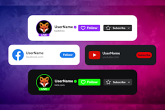 make an animated follow subscribe notification button twitch youtube kick tiktok