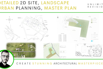 draw 2d site plan and landscape plan
