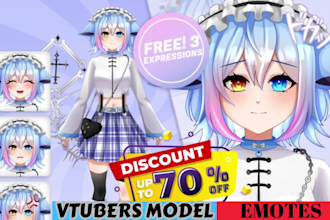 create pngtuber or animated giftuber design with cute anime chibi, vtuber model