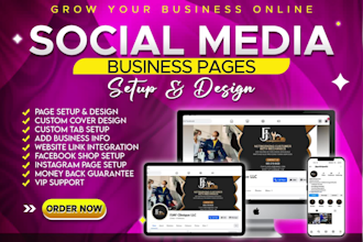 create professional facebook and instagram business page setup