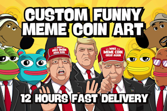 draw funny custom meme coin art for your website project and social media