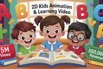 2d animation for kids, kids learning video for channel growth and monetization
