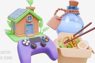design a custom 3d icon pack for your app, website, or brand