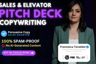 do pitch deck, sales pitch, and elevator pitch copywriting