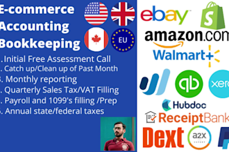 do bookkeeping for ecommerce amazon fba, ebay, shopify, walmart on quickbooks