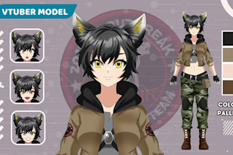draw anime vtuber model art ready for live2d rigging or pngtuber