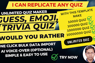 create quiz, trivia, guess unlimited videos for youtube, instagram