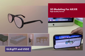 make usdz, glb, gltf 3d model for ar, VR, shopify, web, nft