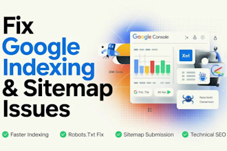 create XML sitemap, optimize robots txt and fix google indexing issues