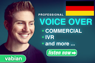 record your german male voice over for commercial  explanatory and much more