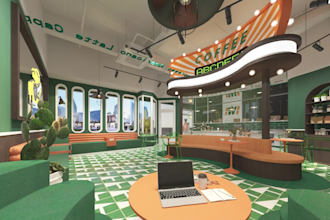 do interior design 3d render retail stores, cafe, restaurants, coffee shop