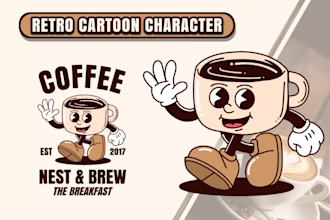 create cute classic retro vintage cartoon mascot illustration logo