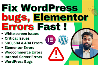 fix wordpress bugs elementor errors critical issues and white screen fast