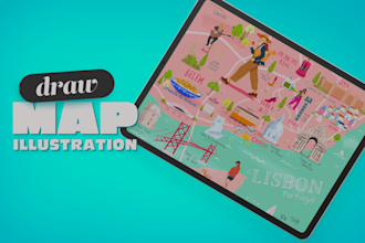make stunning doodle map illustrations of any city, country, place