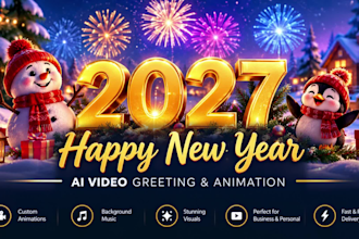 create new year ai video, happy new year and greetings animation