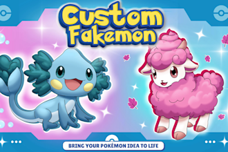 create custom fakemon and pokemon fusion creature, pokemon art