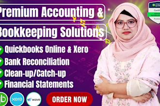 do quickbooks online, xero monthly bookkeeping, reconciliation, and payroll