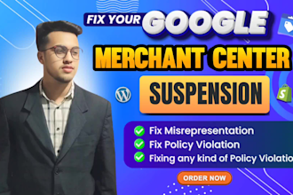 fix google merchant center suspension, misrepresentation