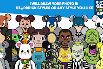 draw your photo in bearbrick style