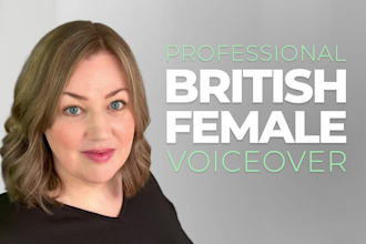 produce a professional british female voice over in english