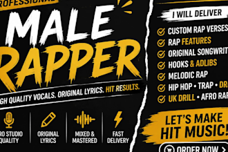 be male rapper, rapper, vocal rapper, ghostwriter rap, rap feature, UK drill rap