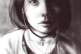draw your character in bw with a pencil like style