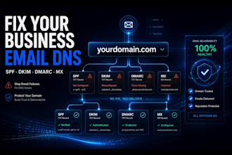 set up or fix spf dkim dmarc and business email dns