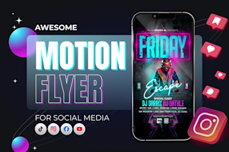 create animated motion flyer for instagram, tiktok