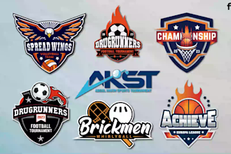 design baseball, basketball, volleyball, tennis, football, and golf sports logo