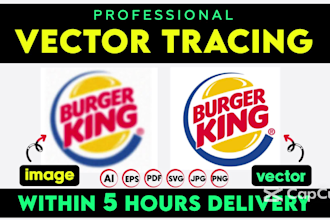 do vector tracing, vector logo, convert jpg to vector file in 5 hours