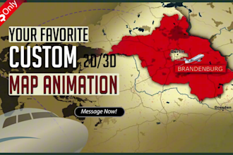 design custom 2d, 3d map animation for your videos
