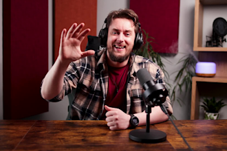 produce a catchy and energetic podcast host style presenter video for your brand