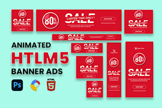 create premium quality html5 banner, static and GIF banner