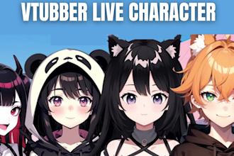 design live2d vtuber model in anime art, rig live2d model, for 2d vtuber studio