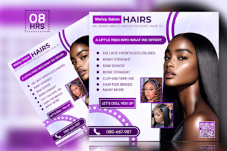 design hair extension, salon, spa and price list flyers