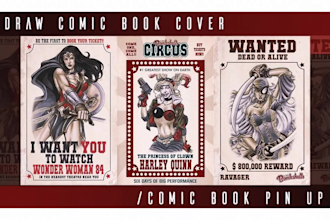 draw an awesome comic book cover illustration for you