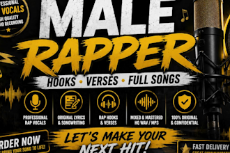 be your male rapper, rapper vocals, rap feature, ghostwriter rap, UK drill rap