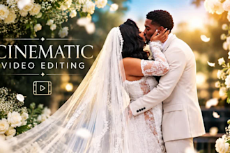 do cinematic wedding video editing, wedding high light and wedding video editor