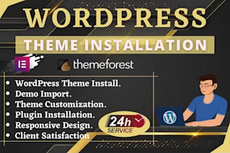 do themeforest wordpress theme installation and wordpress website customization