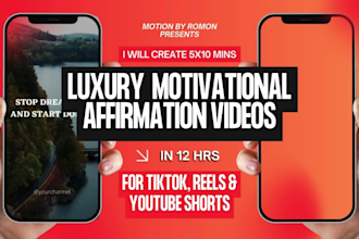 create 5x10 min luxury meditation affirmation videos in 12hr
