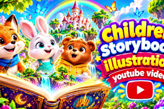 make children storybook illustration idea to 3d 2d animation youtube video