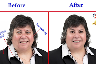 do corporate headshot retouching ,face swap and dress change